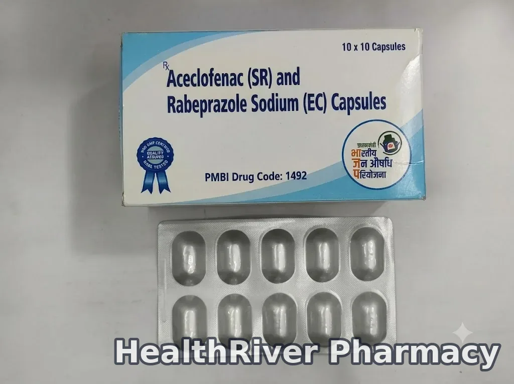 ACECLOFENAC 200MG (SUSTAINED RELEASE) AND RABEPRAZOLE SODIUM 20MG (ENTERIC-COATED) CAPSULES